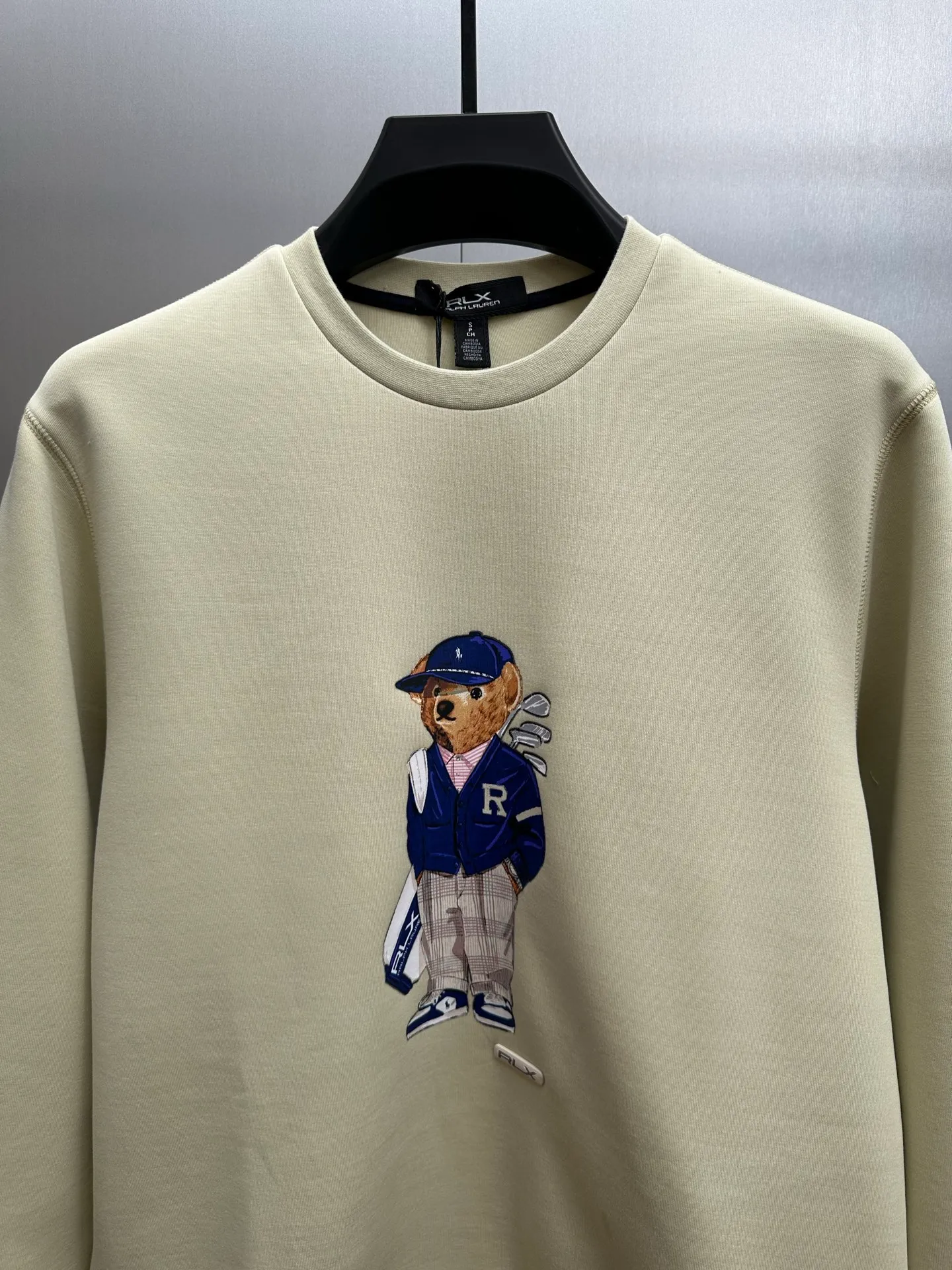 P340 Ralph Lauren/Polo 25ss new Bear pattern double-sided knitted moisture-wicking round neck long-sleeved sweatshirt with bear embroidery on the chest, men's high version size: S M L XL